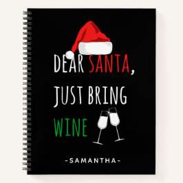 サンタ親愛がワインのクリスマスをおもしろい持ち込む ノートブック