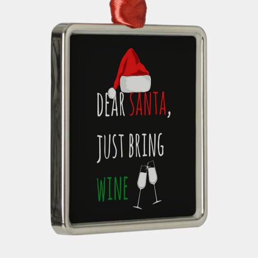 サンタ親愛がワインのクリスマスをおもしろい持ち込む メタルオーナメント (右)