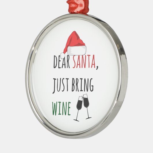 サンタ親愛がワインのクリスマスをおもしろい持ち込む メタルオーナメント (左)