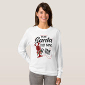 サンタ親愛がワインを持ってくる Tシャツ (正面フル)