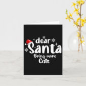 サンタ親愛が猫をクリスマスにおもしろい招く カード (黄色い花)