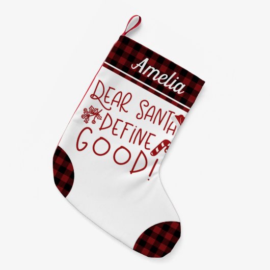サンタ親愛が良い可愛いおもしろい手紙を定義 スモールクリスマスストッキング (正面 (吊り時))
