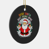 サンタ親愛さん、ワインのクリスマスギフトをおもしろい持って来て セラミックオーナメント (右)
