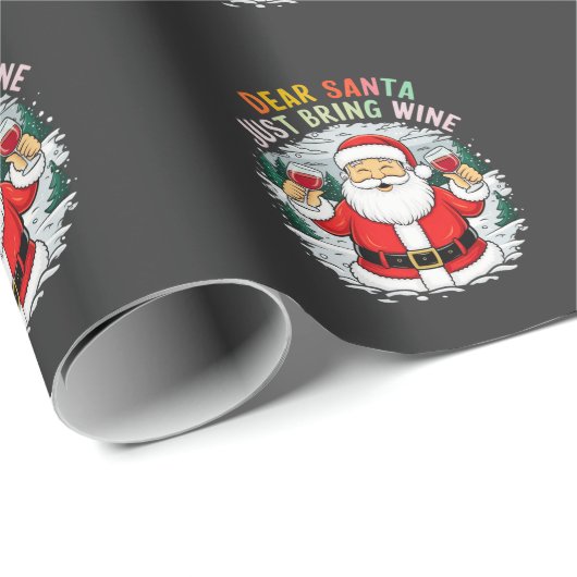 サンタ親愛さん、ワインのクリスマスギフトをおもしろい持って来て ラッピングペーパー (ロールコーナー)