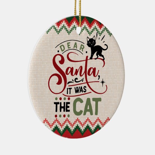 サンタ親愛さん、猫だった – クリスマスおもしろい セラミックオーナメント (右)