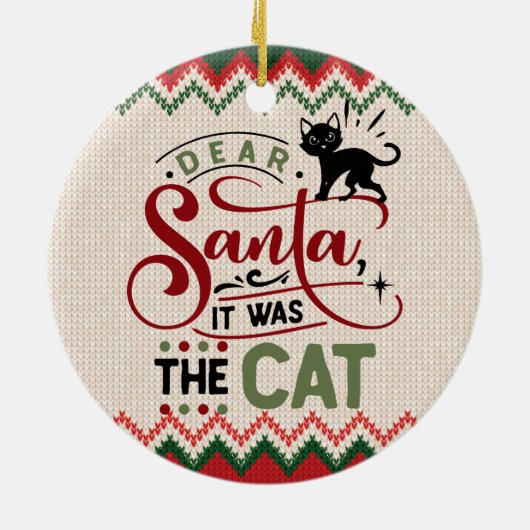 サンタ親愛さん、猫だった – クリスマスおもしろい セラミックオーナメント (裏面)