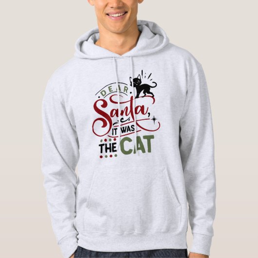 サンタ親愛さん、猫だった – クリスマスおもしろい パーカ (正面)