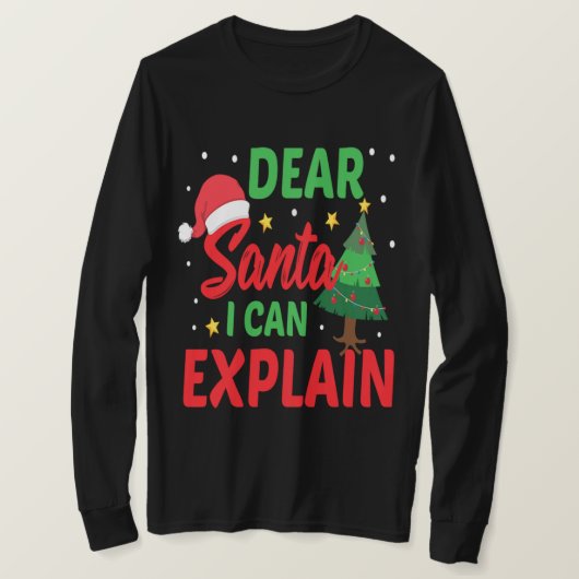 サンタ親愛にクリスマスのクリスマスプレゼントおもしろいを説明しよう Tシャツ (デザイン正面)