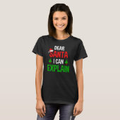 サンタ親愛にクリスマスの説明がおもしろいできる Tシャツ (正面フル)