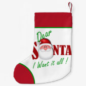サンタ親愛に全部欲しい スモールクリスマスストッキング (裏面)