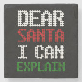 サンタ親愛に手紙をおもしろい説明できる ストーンコースター (正面)