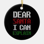 サンタ親愛に手紙をおもしろい説明できる セラミックオーナメント (正面)