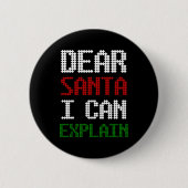 サンタ親愛に手紙をおもしろい説明できる 缶バッジ (正面)