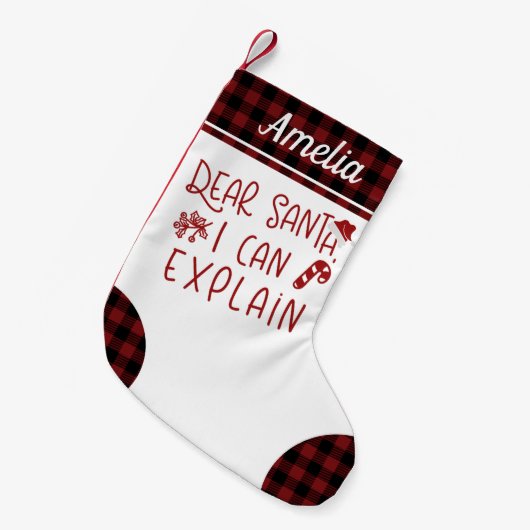 サンタ親愛に手紙を説明おもしろいできる スモールクリスマスストッキング (正面 (吊り時))