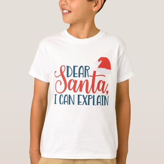 サンタ親愛に男の子のクリスマスシャツが説明できる Tシャツ (正面)