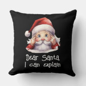 サンタ親愛はブラックの説明がおもしろいできる クッション (正面)