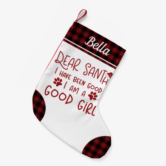 サンタ親愛は可愛いおもしろい犬だった スモールクリスマスストッキング (正面 (吊り時))