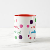 サンタ親愛は本当に子供のクリスマスマおもしろいグを試した ツートーンマグカップ (中央)