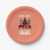 サンタ親愛は牛のクリスマスバッファローのプレイドを持ってくる ペーパープレート (正面)