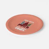 サンタ親愛は牛のクリスマスバッファローのプレイドを持ってくる ペーパープレート (アングル)