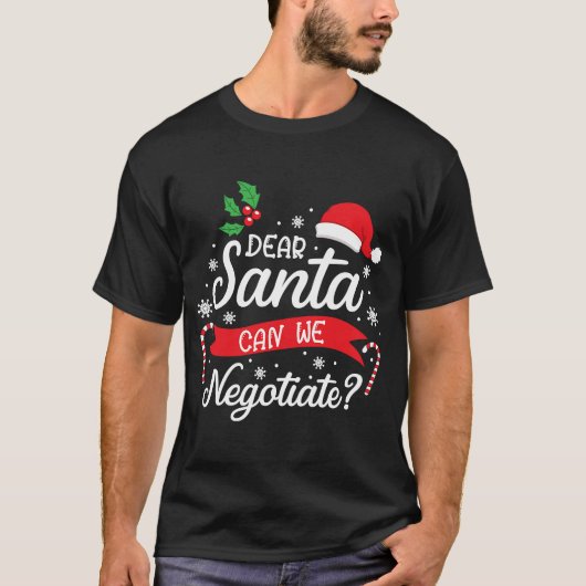 サンタ親愛は男の子の女の子のクリスマスを交渉できる Tシャツ (正面)