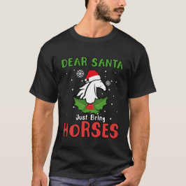 サンタ親愛は馬、馬のクリスマスを持って来る Tシャツ