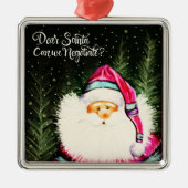 サンタ親愛キュートおもしろいクリスマスのインスピレーション メタルオーナメント (正面)
