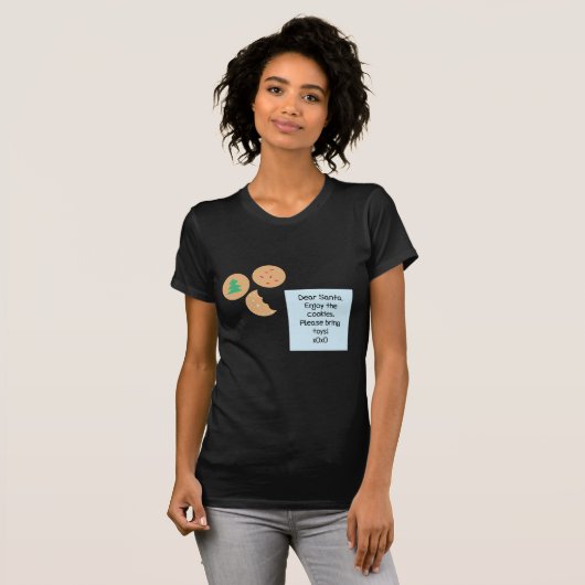 サンタ親愛クッキーおもちゃ持ってきてね Tシャツ (正面フル)