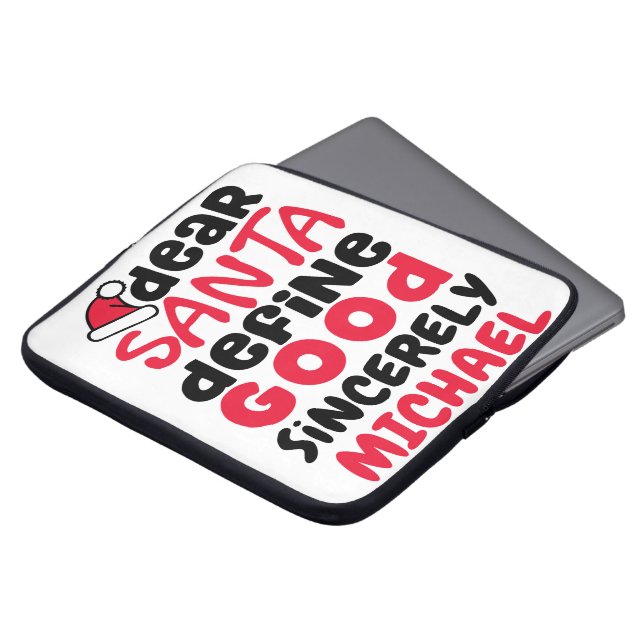 サンタ親愛ディグッドクリスマスおもしろいデザイン ラップトップスリーブ (正面上部)