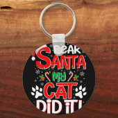 サンタ親愛マイキャットがクリスマスおもしろい猫好き キーホルダー (正面)