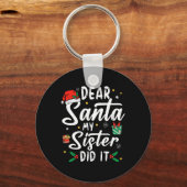 サンタ親愛マイシスターガールズキッズボーイズおもしろいCh キーホルダー (正面)