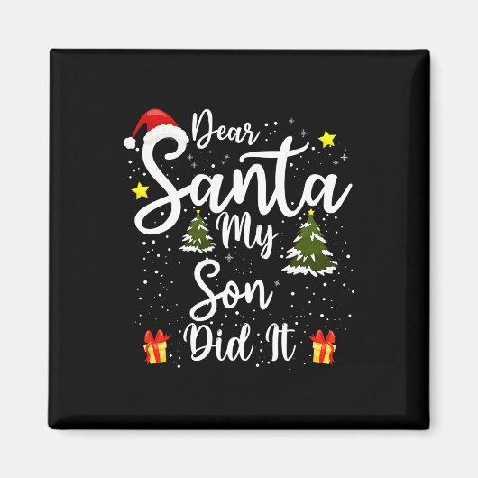 サンタ親愛マイ息子がクリスマスの装おもしろい置Paをやった マグネット (正面)