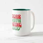 サンタ親愛レッド&グリーングルービーレトロフォント ツートーンマグカップ (正面右)