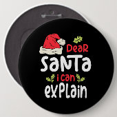 サンタ親愛ーがクリスマスを説明 缶バッジ (正面&裏面)