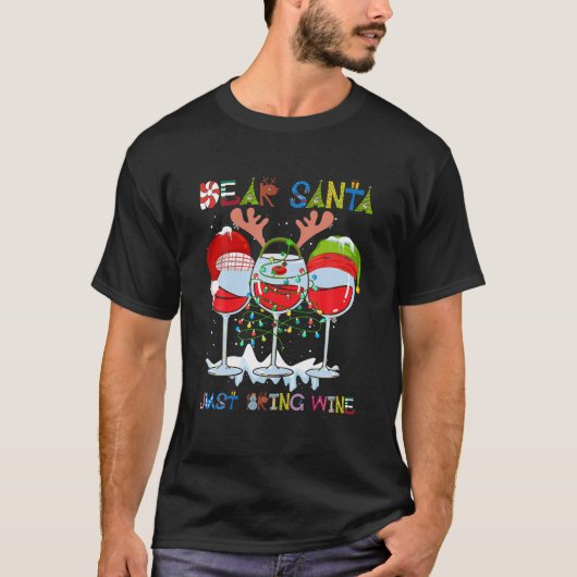 サンタ親愛ーがワインを持ってくる Tシャツ (正面)