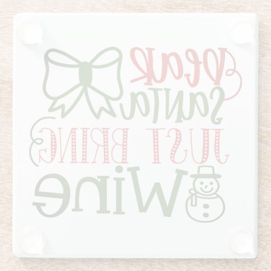 サンタ親愛ーがワインスクリプトのクリモダンスマスを持って来る ガラスコースター (裏面)