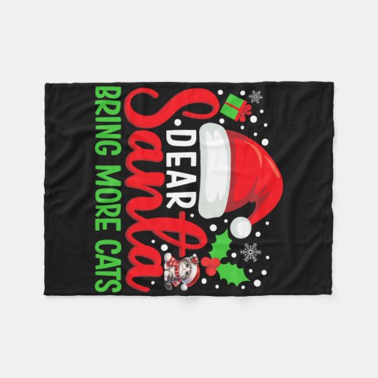 サンタ親愛ーが揃うおもしろい猫たちC フリースブランケット (正面(横))