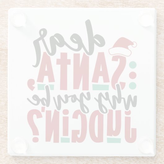 サンタ親愛ーなぜあなたが判断するのか |おもしろいのユーモア ガラスコースター (裏面)