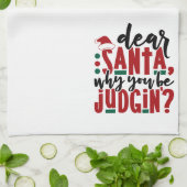 サンタ親愛ーなぜあなたが判断するのか |おもしろいのユーモア キッチンタオル (折り畳み)