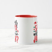 サンタ親愛ーなぜあなたが判断するのか |おもしろいのユーモア マグカップ (中央)