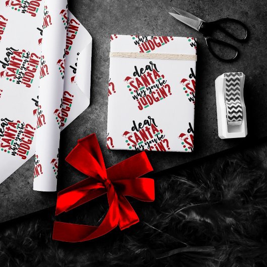 サンタ親愛ーなぜあなたが判断するのか |おもしろいのユーモア ラッピングペーパー