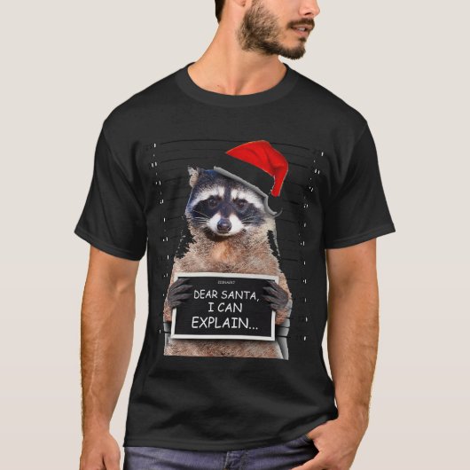 サンタ親愛ーはクリスマスのラクーンおもしろいを説明できる Tシャツ (正面)
