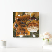 サンタ親愛ーはハグ時計が使える スクエア壁時計 (ホーム)