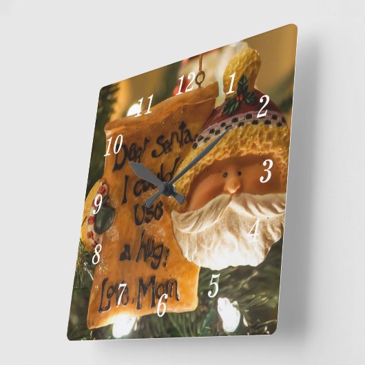 サンタ親愛ーはハグ時計が使える スクエア壁時計 (傾斜)