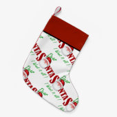 サンタ親愛ー全部欲しい！ スモールクリスマスストッキング (正面 (吊り時))