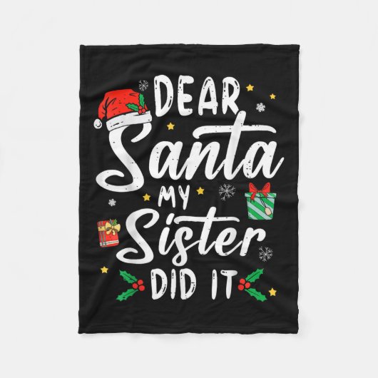 サンタ親愛ー姉が女の子の子供の男の子をおもしろいやっ フリースブランケット (正面)