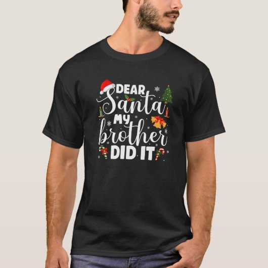 サンタ親愛ー弟がクリスマスのコおもしろいスト Tシャツ (正面)