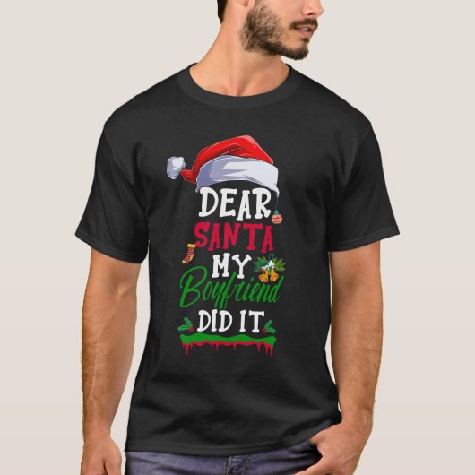 サンタ親愛ー私のボーイフレンドがクリスマスをおもしろいやった Tシャツ (正面)