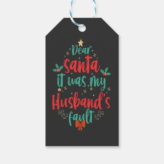 サンタ親愛ー私の夫の過失のおもしろいクリスマス ギフトタグ (正面)