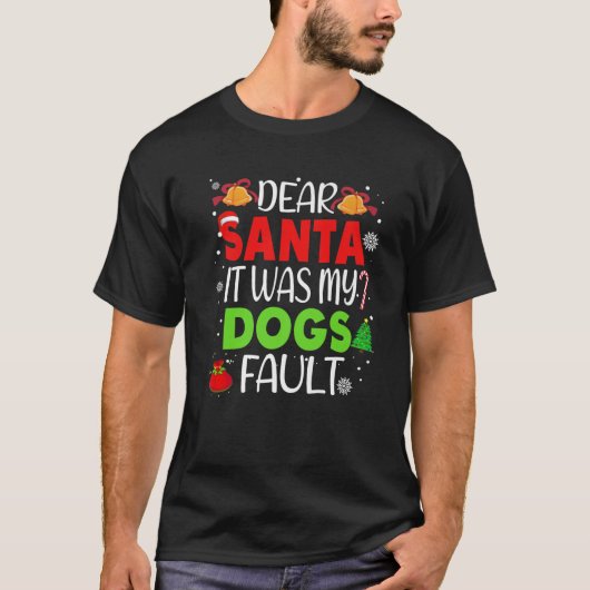 サンタ親愛ー私の犬の故障クリスマスパジャマM Tシャツ (正面)